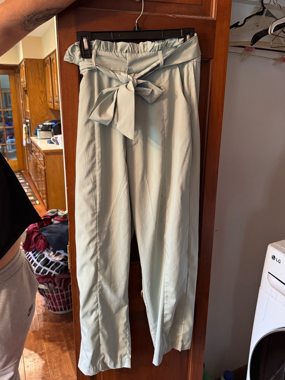 Forever 21 Sage Paperbag Tie-Waist Trousers